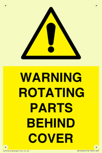 WARNING ROTATING PARTS BEHIND COVER
